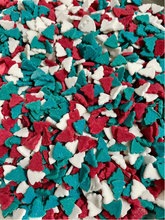 confeti pinos verde rojo blanco 100 g